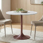 Osborne 36 inch Wide Genuine Marble and Iron Contemporary Dining Table in White/Antique Copper