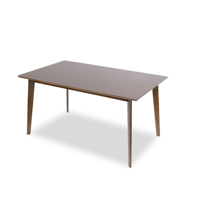 Mid-Century Modern Solid Wood Dining Table, Brown Stain, Seats 6