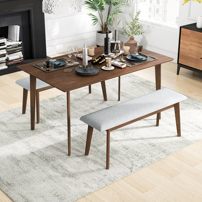 Mid-Century Modern Solid Wood Dining Table, Brown Stain, Seats 6