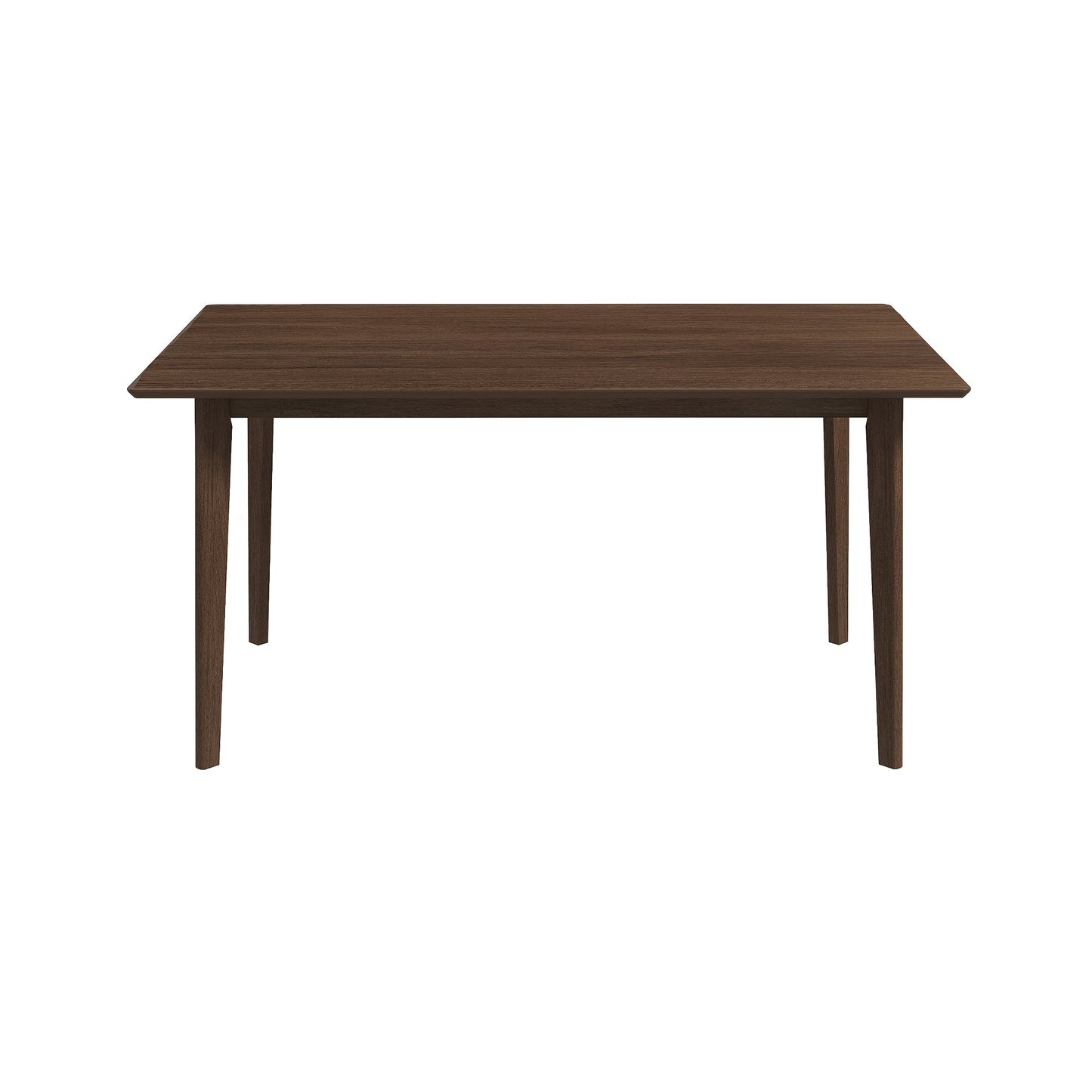 Mid-Century Modern Solid Wood Dining Table, Brown Stain, Seats 6