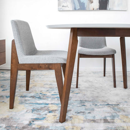 Grey Polyester Dining Chairs Set of 2 - Mid-Century Modern