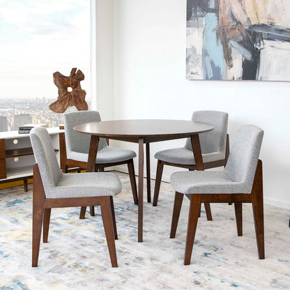 Grey Polyester Dining Chairs Set of 2 - Mid-Century Modern