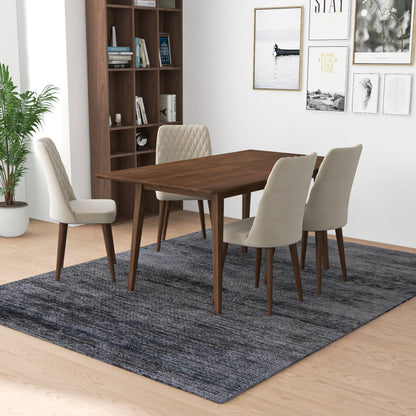 Mid-Century Modern Velvet Dining Chairs Set in Brown Ivory White