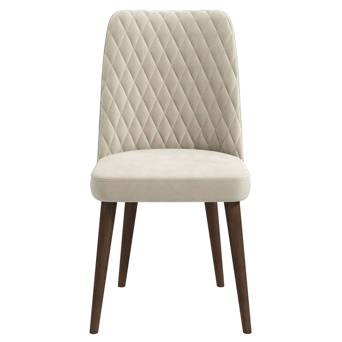 Mid-Century Modern Velvet Dining Chairs Set in Brown Ivory White