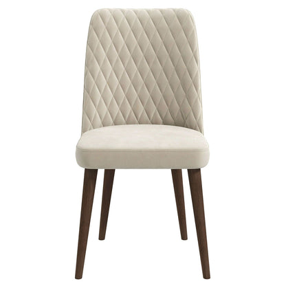 Mid-Century Modern Velvet Dining Chairs Set in Brown Ivory White