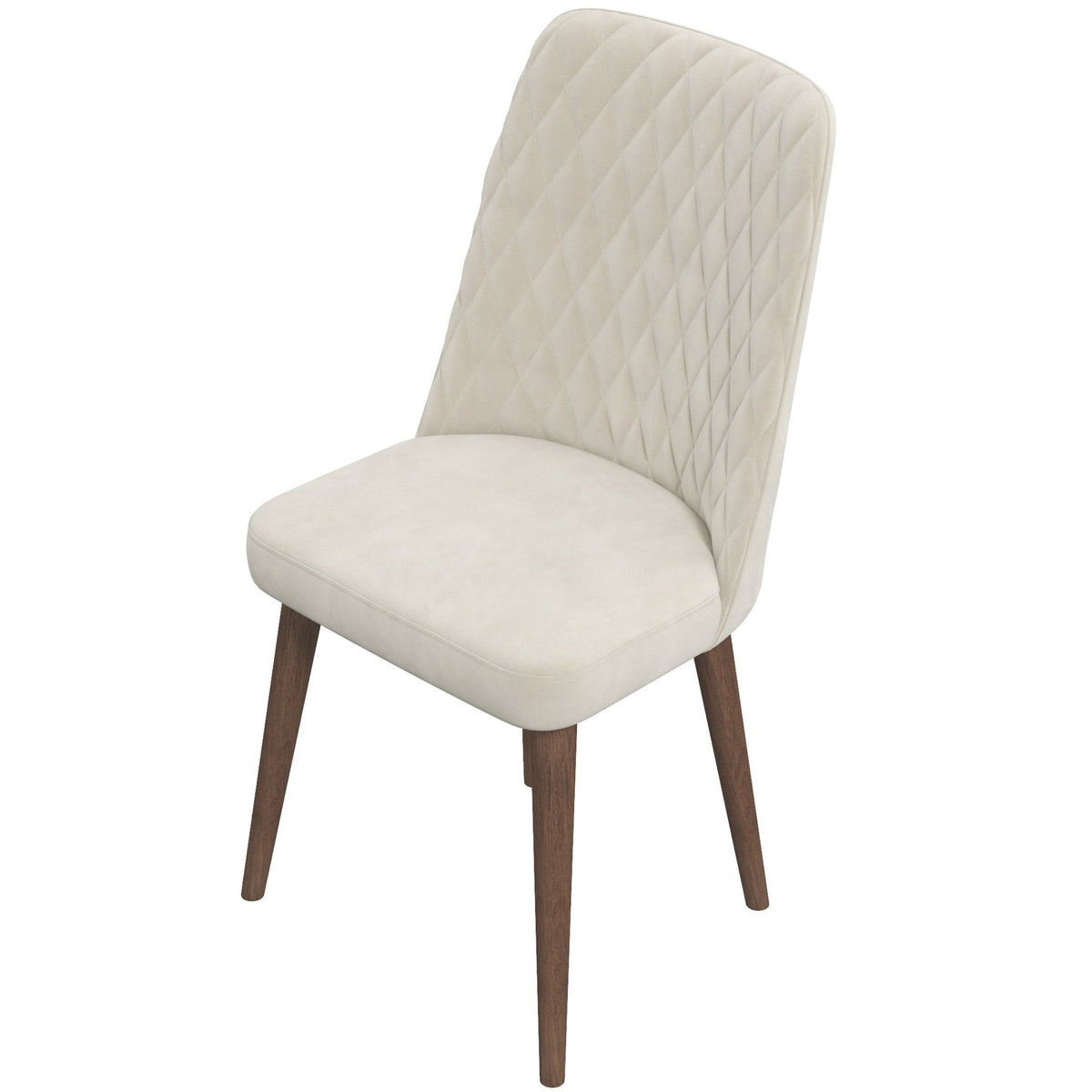 Mid-Century Modern Velvet Dining Chairs Set in Brown Ivory White