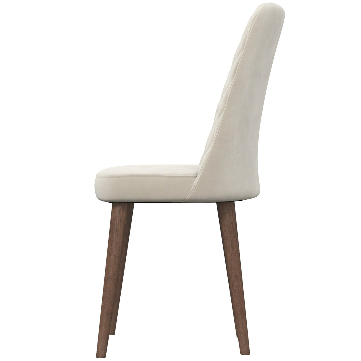 Mid-Century Modern Velvet Dining Chairs Set in Brown Ivory White
