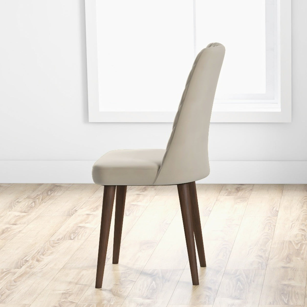 Mid-Century Modern Velvet Dining Chairs Set in Brown Ivory White