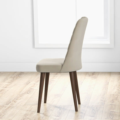 Mid-Century Modern Velvet Dining Chairs Set in Brown Ivory White
