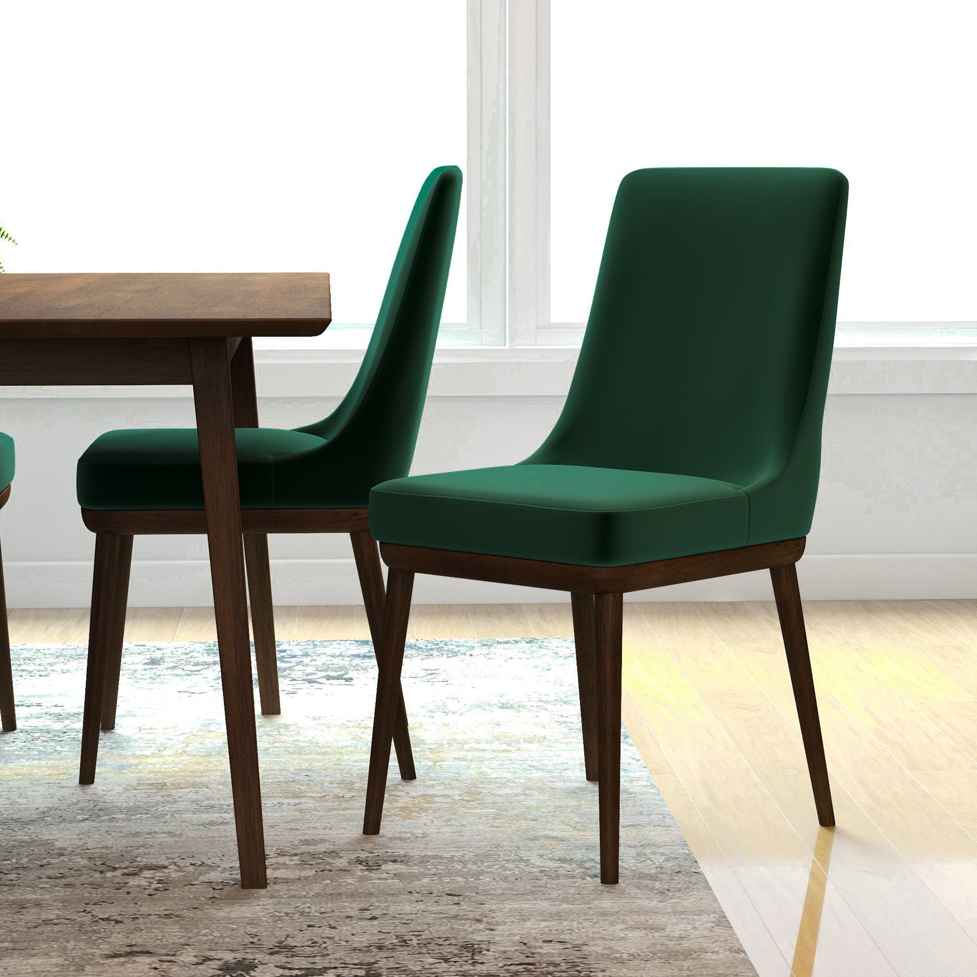Fast Delivery Kate Mid-Century Modern Dining Chair (Set of 2) with Velvet Upholstery and Solid Wood Structure for Living Room Bedroom Outdoor Lounge