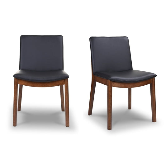 Solid Wood Frame Laura Mid-Century Modern Solid Wood Dining Chair (Set of 2) in Black Fabric Upholstery for Home Kitchen