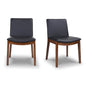 Solid Wood Frame Laura Mid-Century Modern Solid Wood Dining Chair (Set of 2) in Black Fabric Upholstery for Home Kitchen