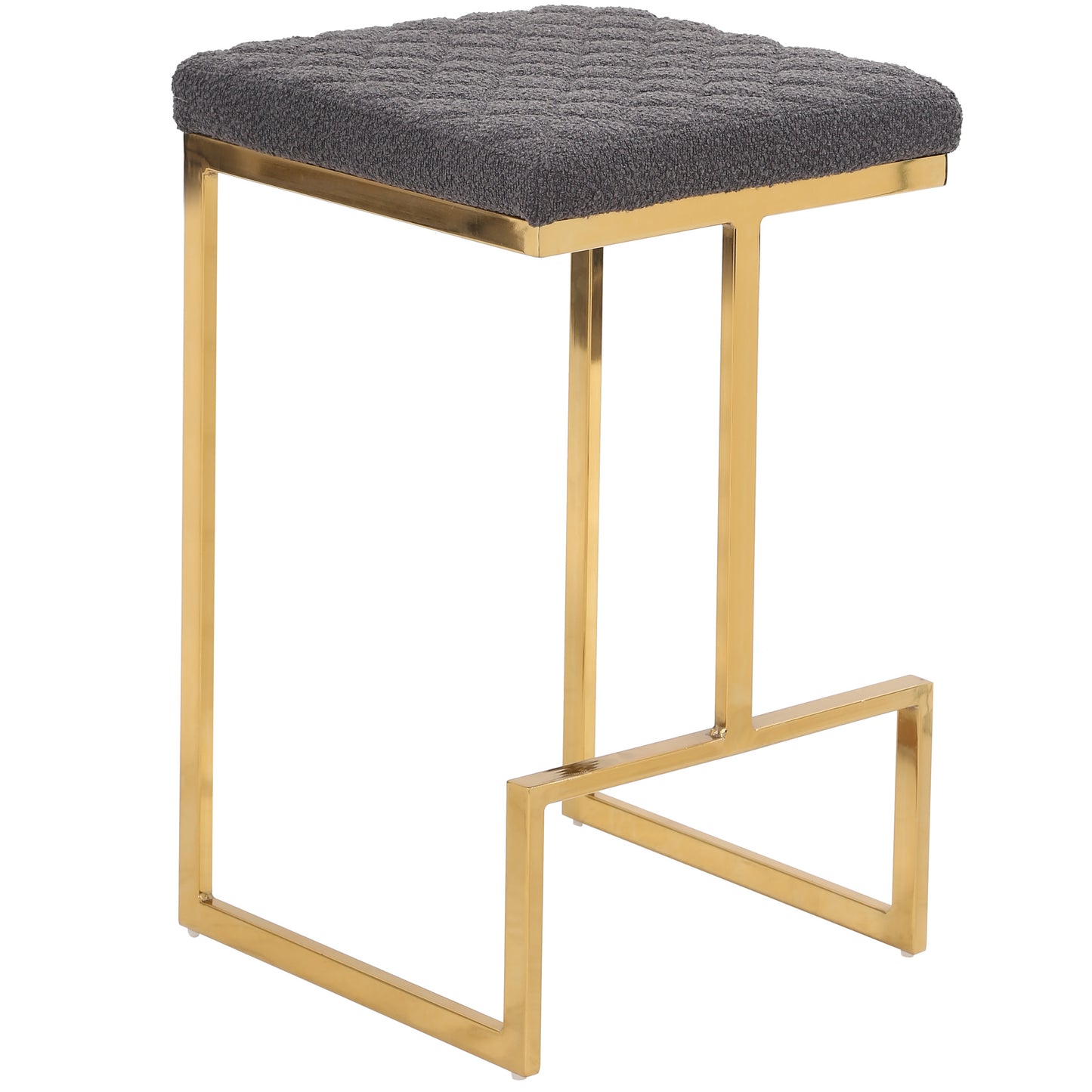 Grey Velvet Mid Century Stool - Dining Room Accent