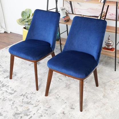 Clove Navy Blue Velvet Dining Chairs (Set of 2) - Mid-Century Modern Style