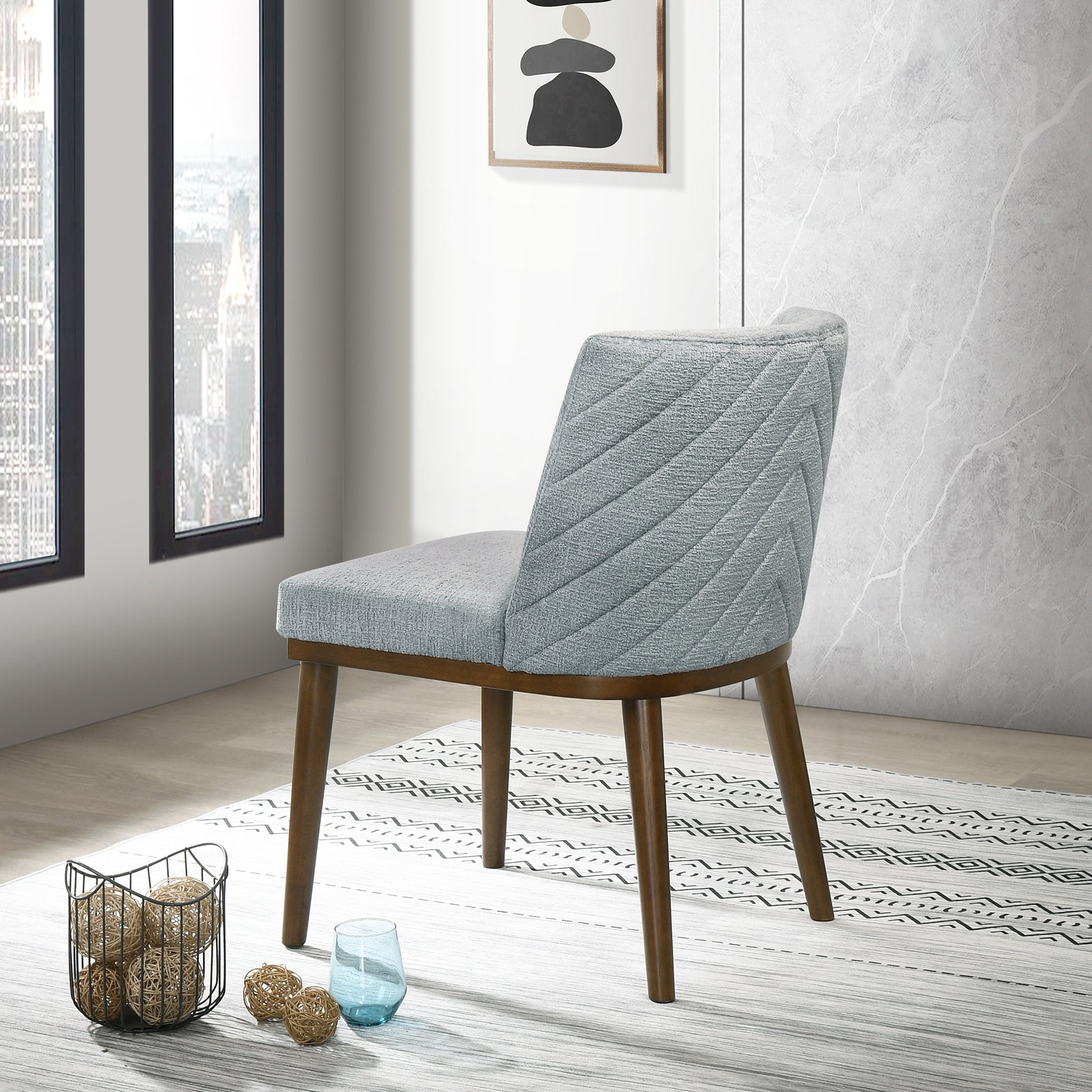 Gray Wood Dining Chairs Set of 2 - Mid-Century Modern