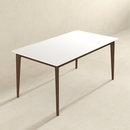 6-Person Walnut Dining Table - Brown White Mid-Century Modern