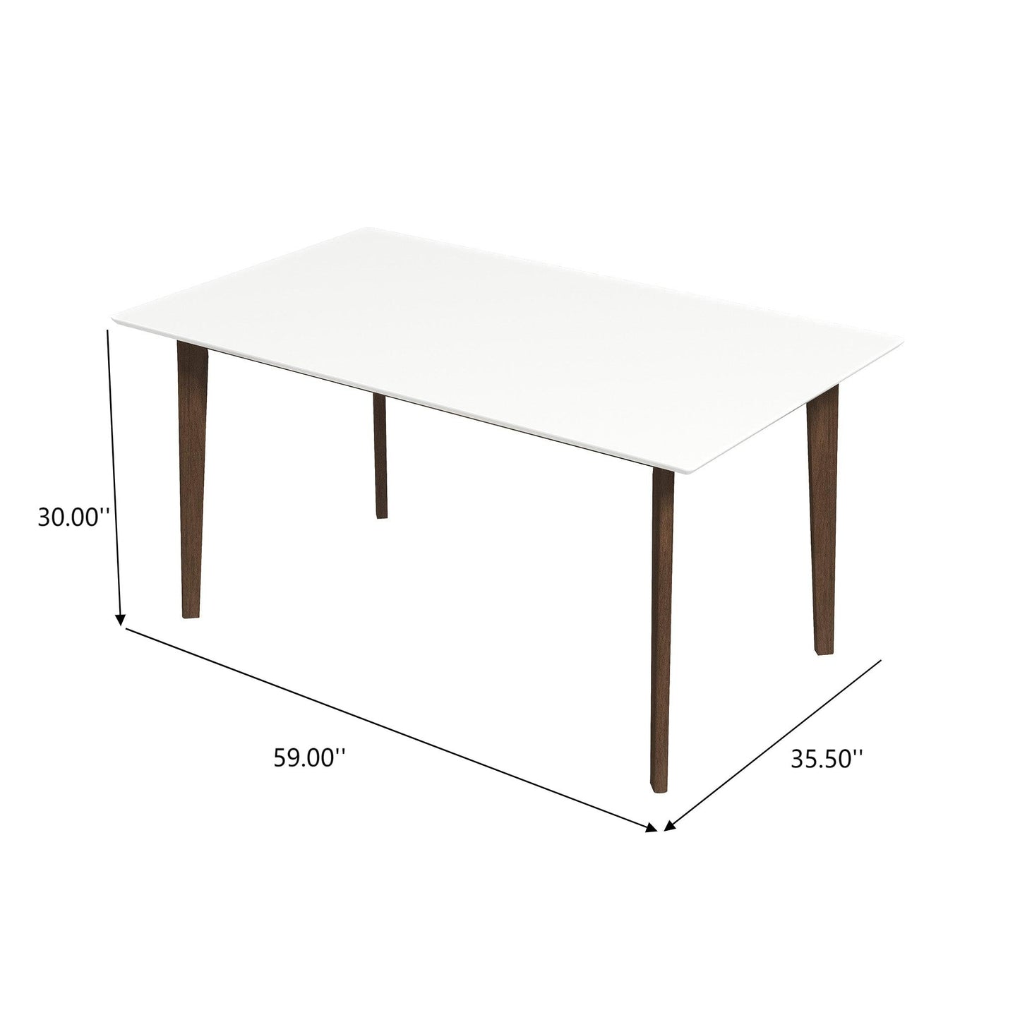 6-Person Walnut Dining Table - Brown White Mid-Century Modern
