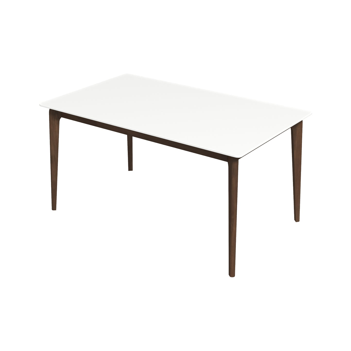 6-Person Walnut Dining Table - Brown White Mid-Century Modern