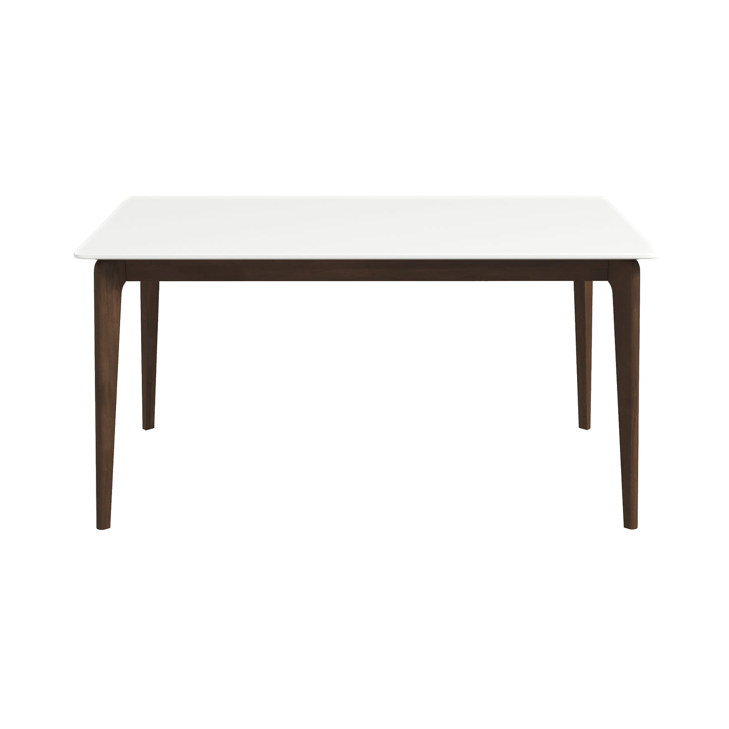 6-Person Walnut Dining Table - Brown White Mid-Century Modern