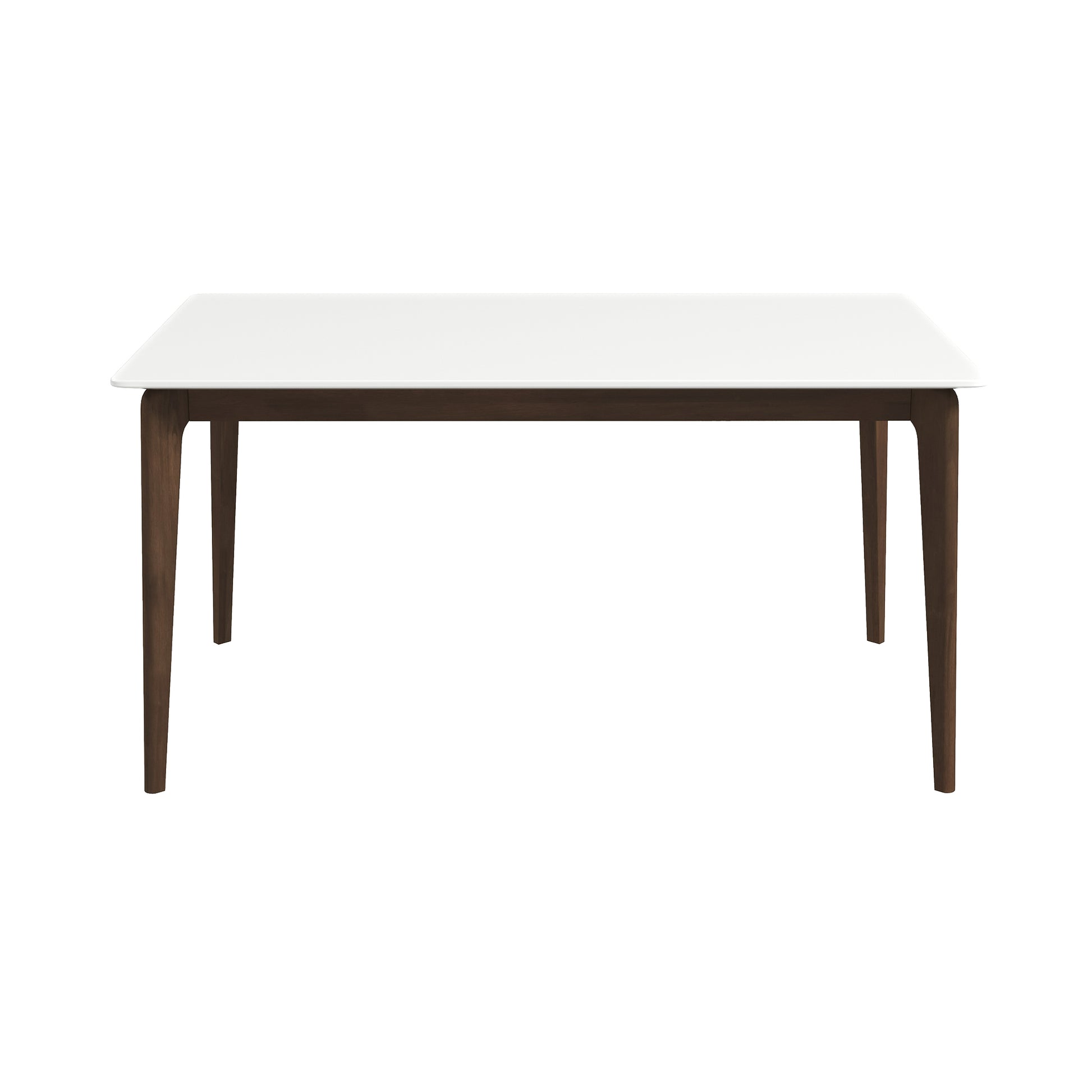 6-Person Walnut Dining Table - Brown White Mid-Century Modern