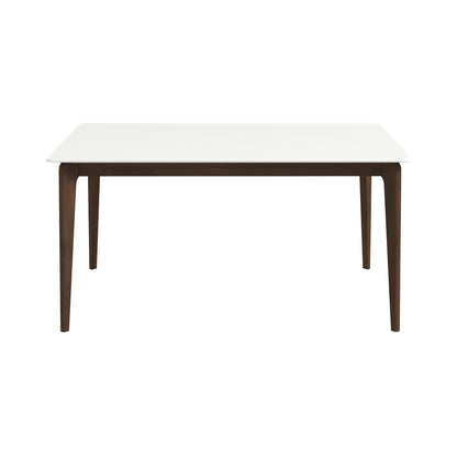 6-Person Walnut Dining Table - Brown White Mid-Century Modern