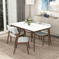 Lindsey Mid-Century Modern Solid Wood Dining Table with White Top and Walnut Legs, 59 inches for Bedroom Hallway, Entryway