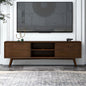 Caroline Mid Century Modern Style Walnut TV Stand for Flat-Screen TVs Up To 71 Inches in Brown Solid Wood for Bedroom, Hallway, Entryway, Closet, Tall Chest Organizer Unit
