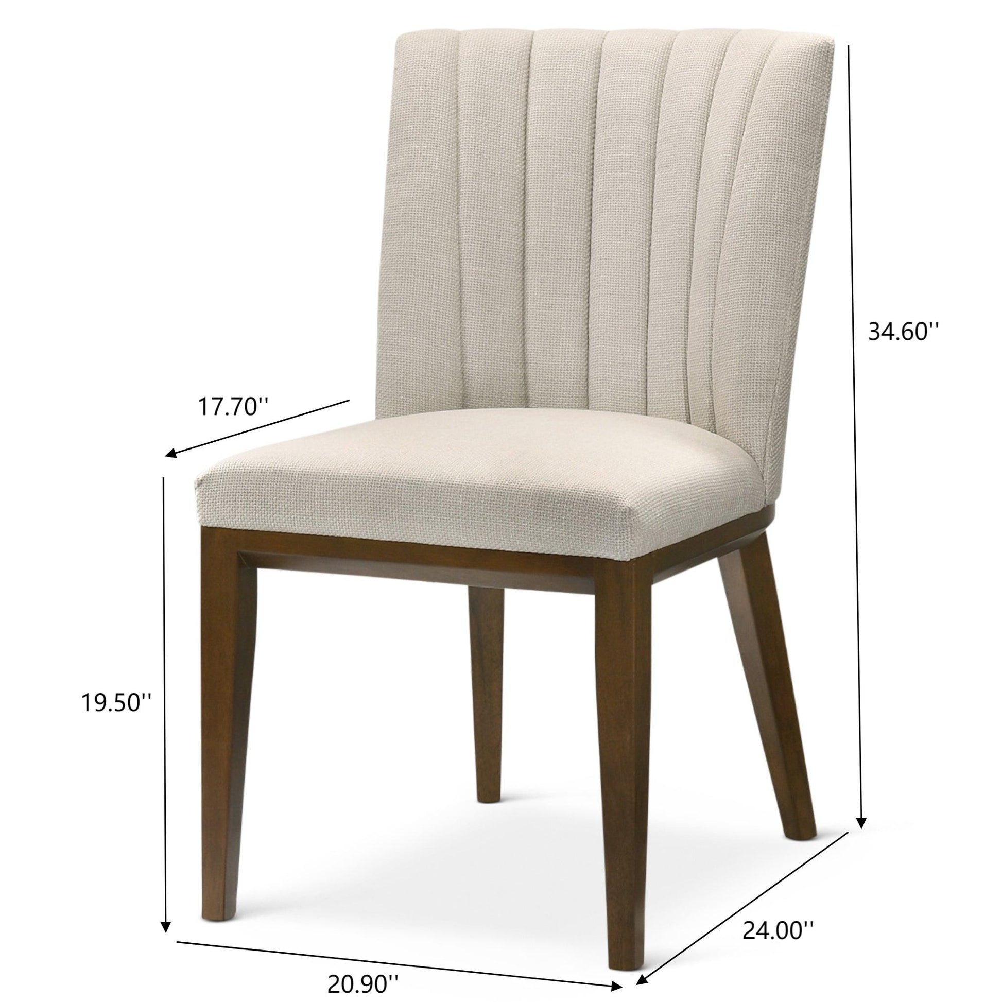 Beige Brown Cream Dining Chairs Set of 2 Mid-Century Modern