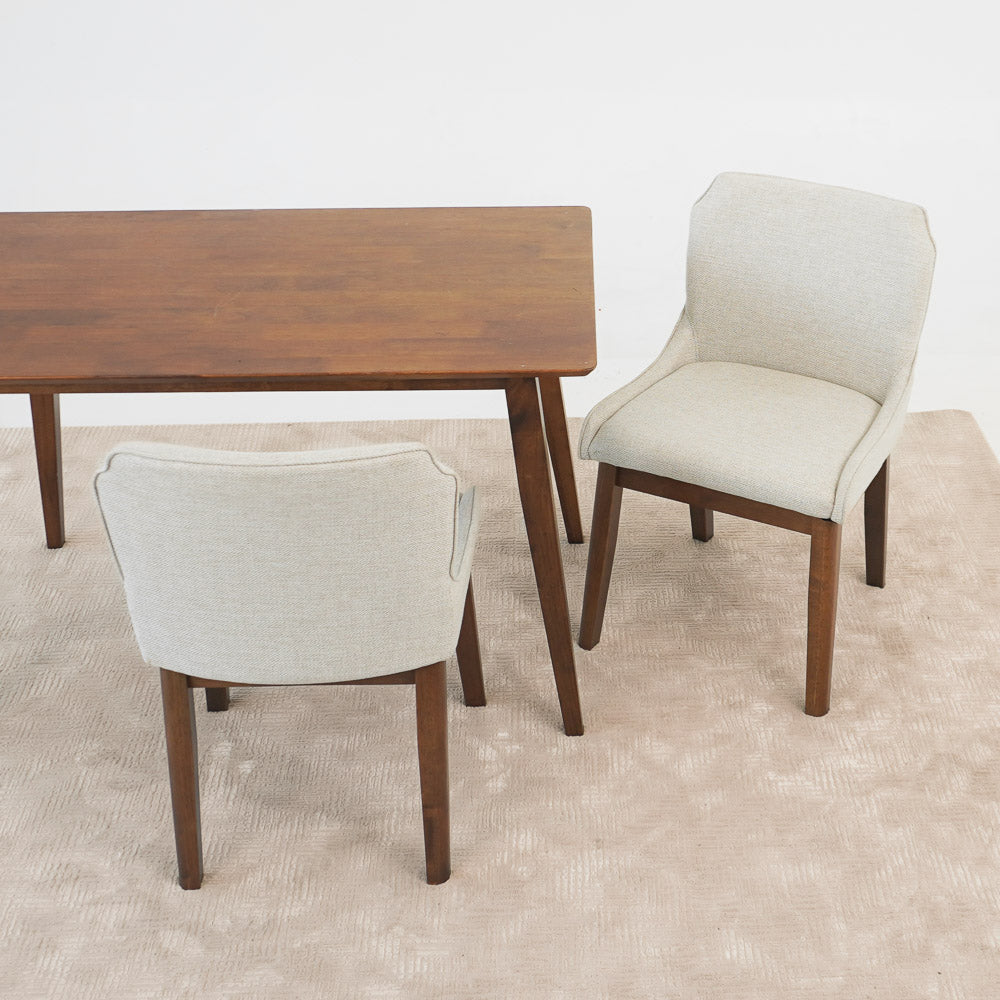 Beige Linen Dining Chairs - Set of 2 for Dining Room