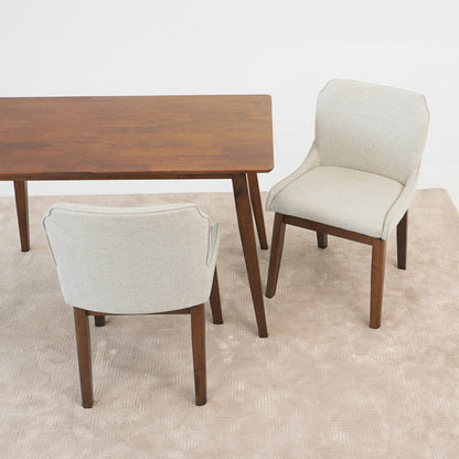 Beige Linen Dining Chairs - Set of 2 for Dining Room