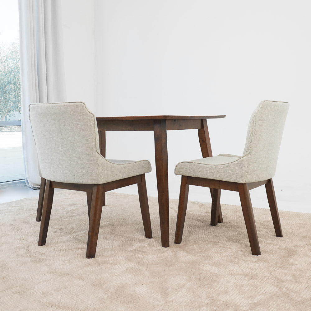 Beige Linen Dining Chairs - Set of 2 for Dining Room