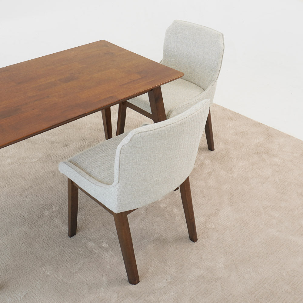 Beige Linen Dining Chairs - Set of 2 for Dining Room