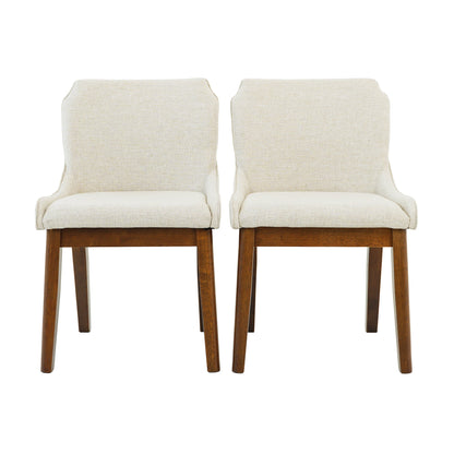 Beige Linen Dining Chairs - Set of 2 for Dining Room