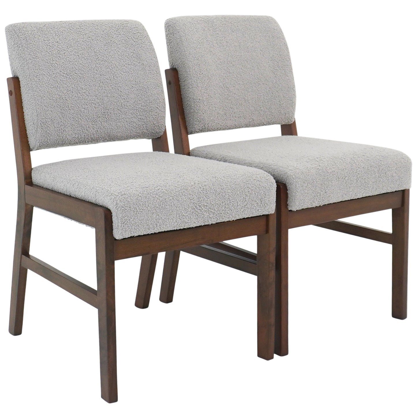 Light Grey Boucle Dining Chairs - Set of 2