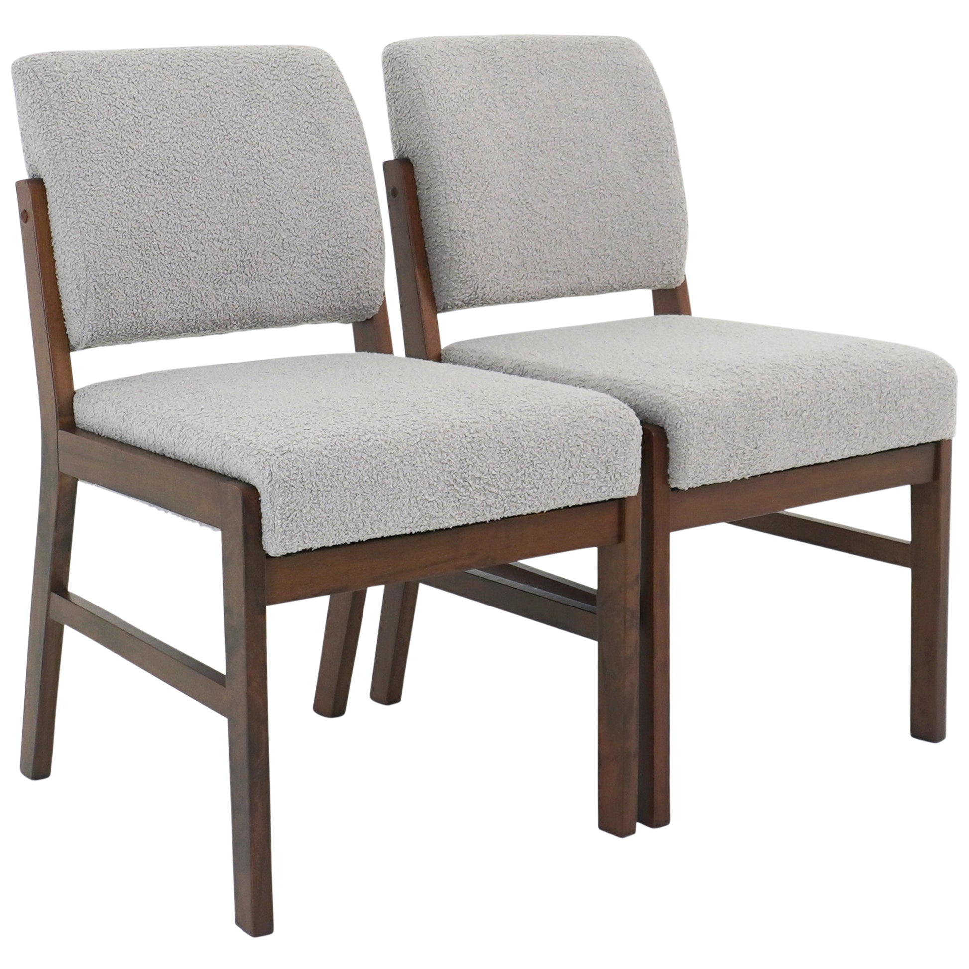 Light Grey Boucle Dining Chairs - Set of 2