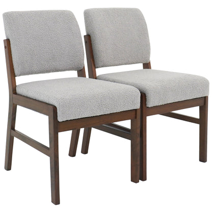 Light Grey Boucle Dining Chairs - Set of 2