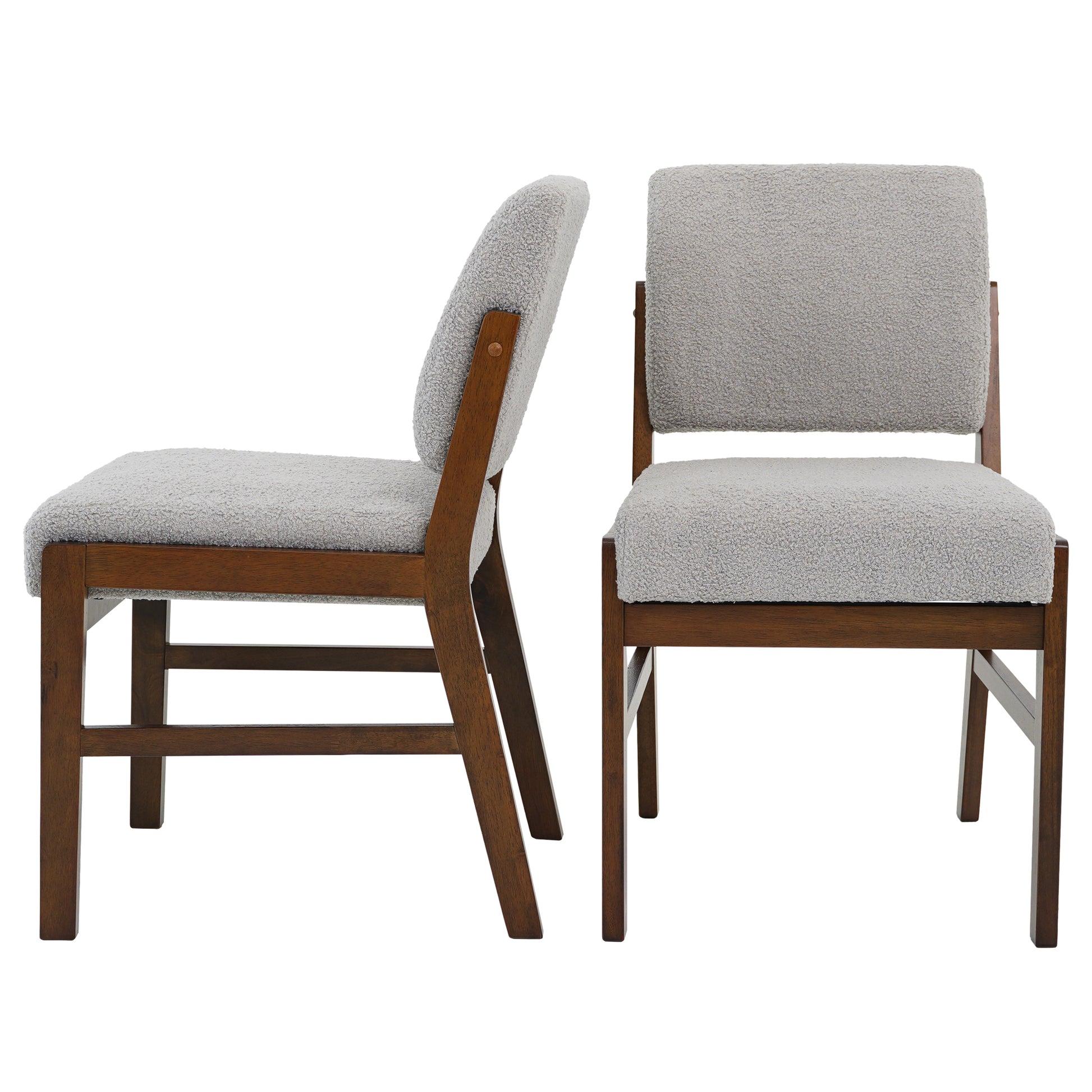 Light Grey Boucle Dining Chairs - Set of 2