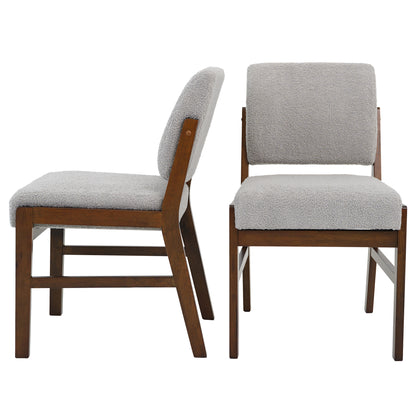 Light Grey Boucle Dining Chairs - Set of 2