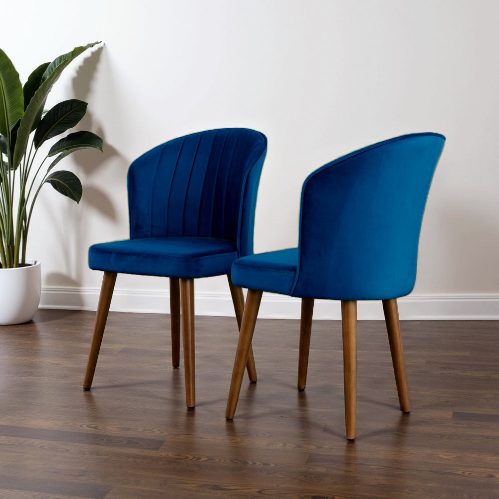 Navy Blue Velvet Parsons Dining Chairs - Set of 2