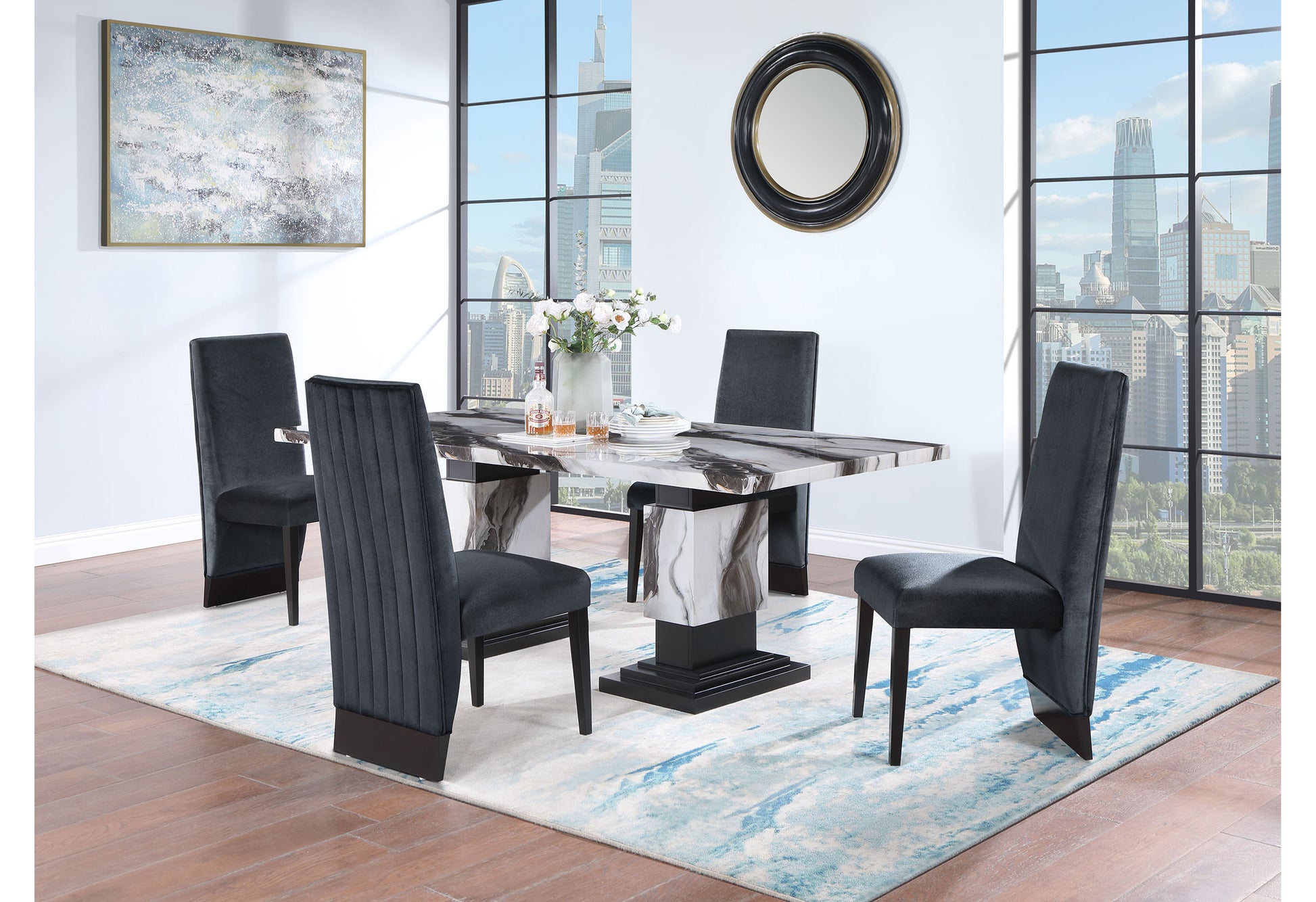 STACEY Black Dining Chairs Set of 2 - Modern Side Chairs