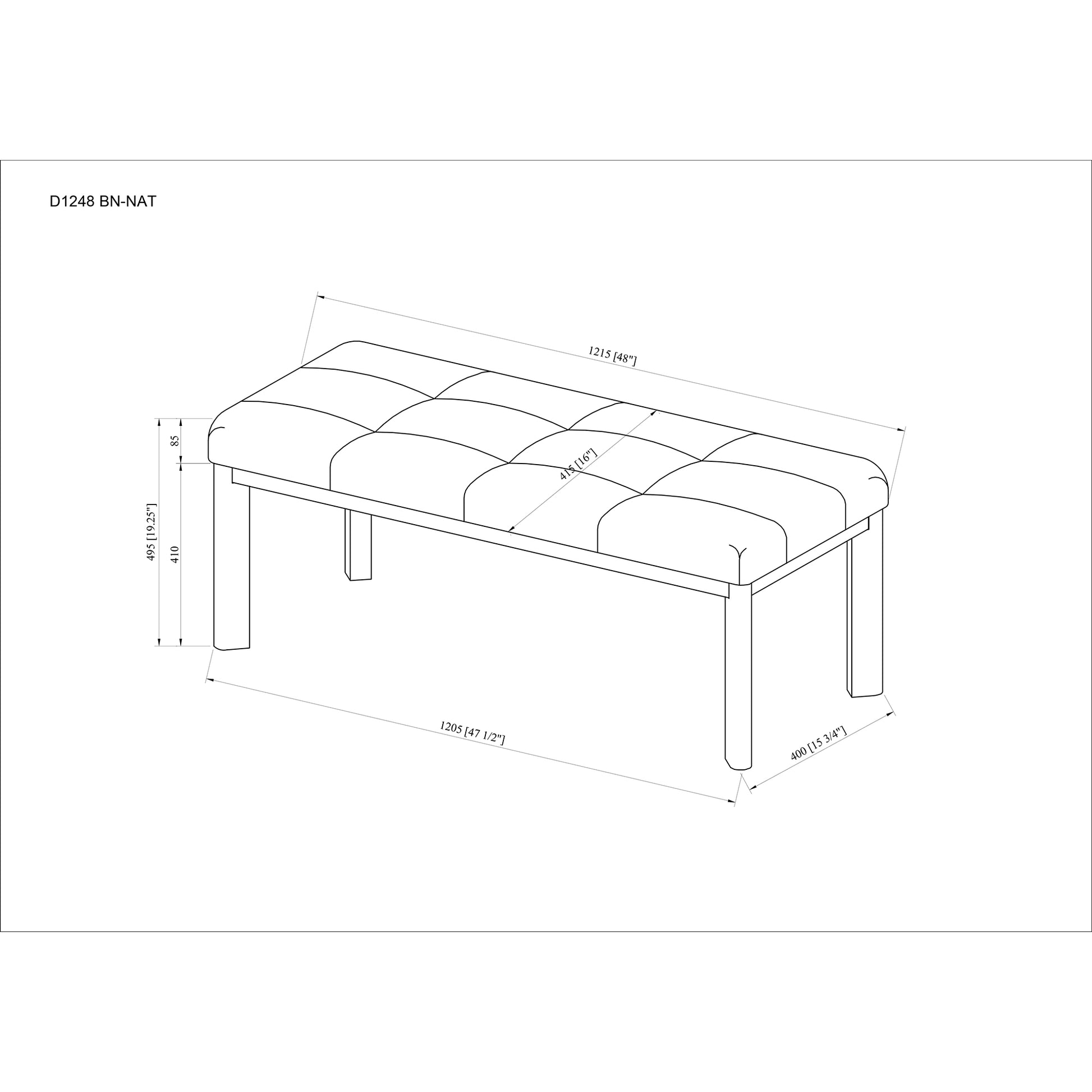 MORGAN Natural Dining Bench - Solid Wood MDF