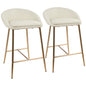 26" Counter Stool with Gold Frame and Cream Fabric  - Set of 2