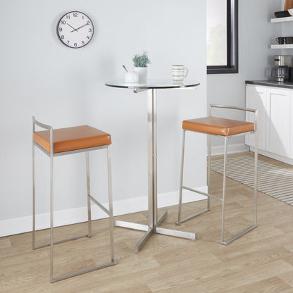 Contemporary Stackable Barstool with Camel Faux Leather  - Set of 2