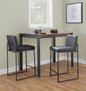 Contemporary High Back Barstool in Black Steel and Black Faux Leather  - Set of 2
