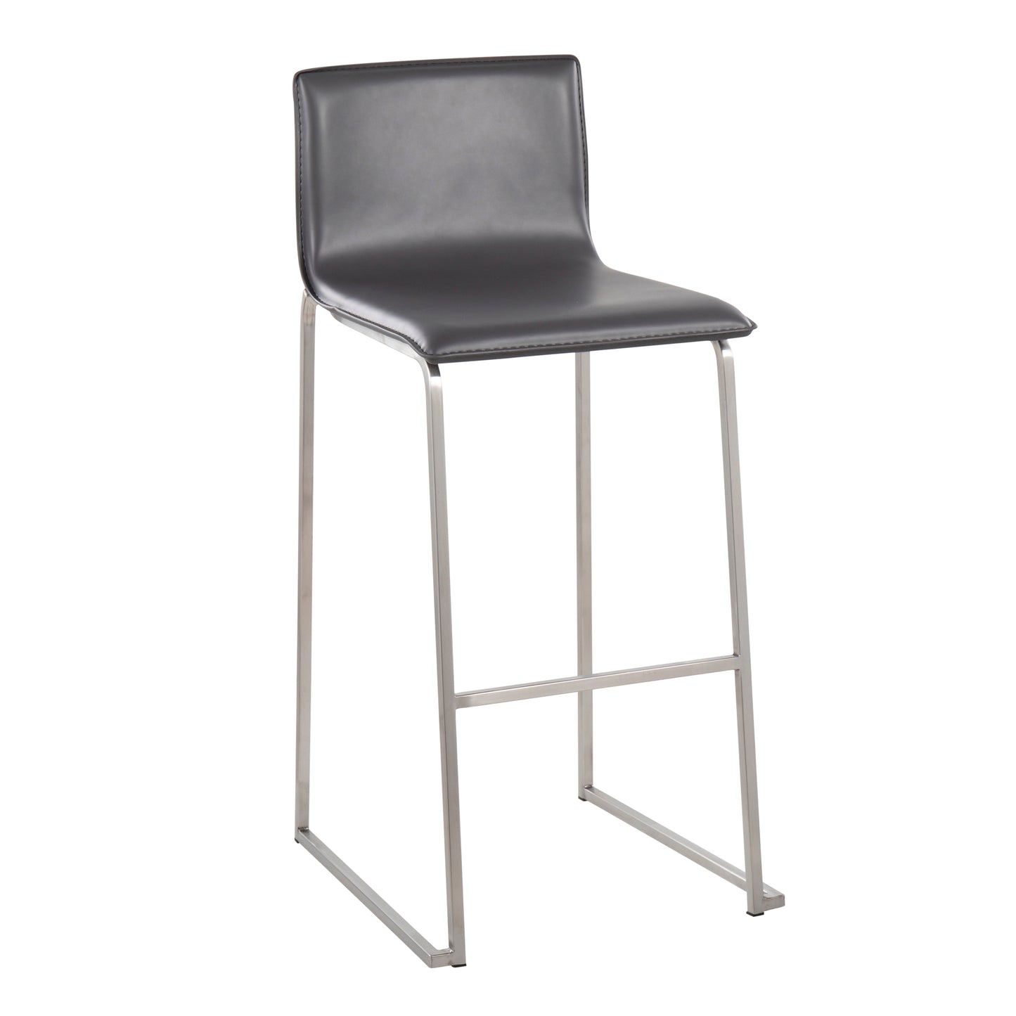 Grey Faux Leather Barstool Set of 2 - Kitchen Dining Room