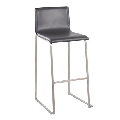 Grey Faux Leather Barstool Set of 2 - Kitchen Dining Room