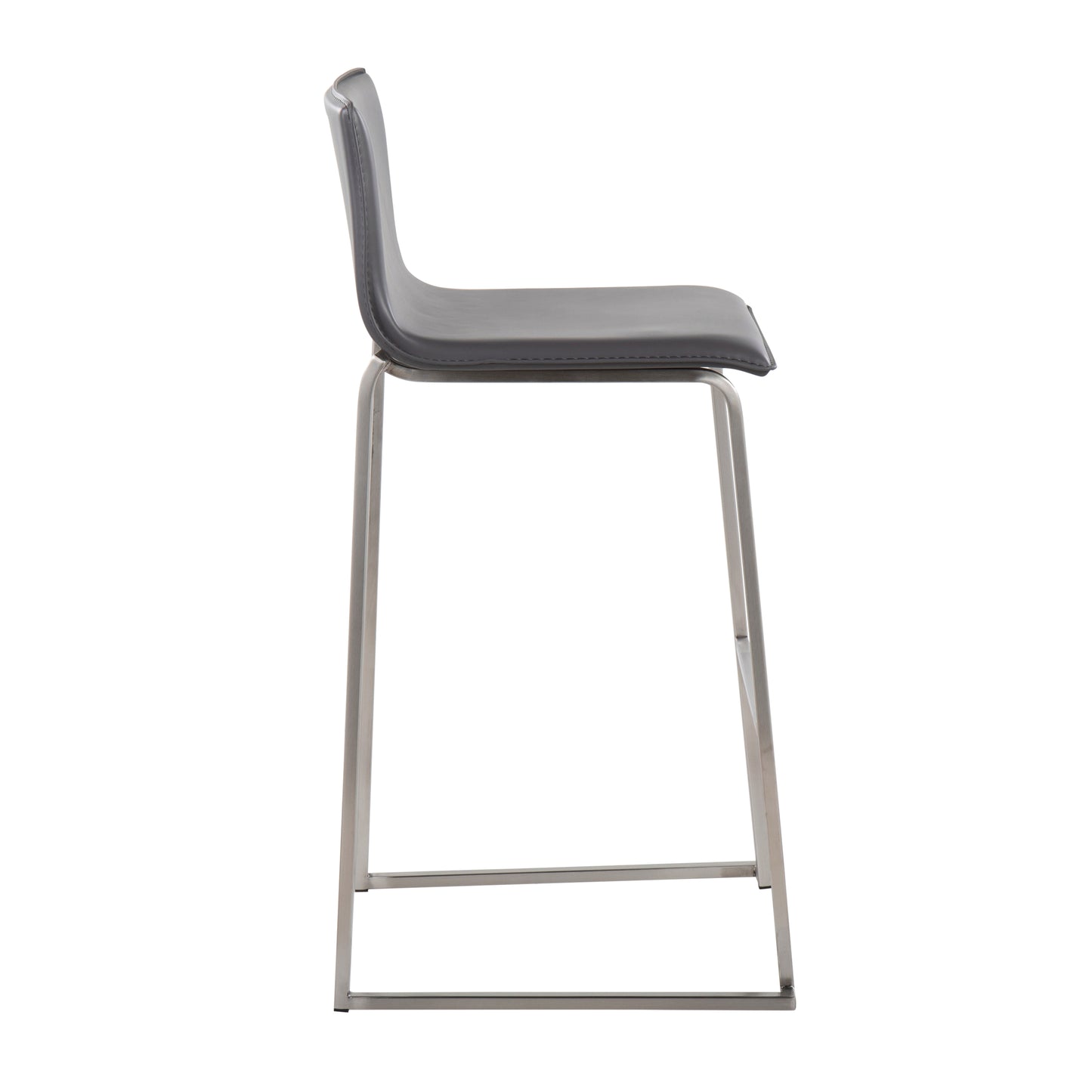 Grey Faux Leather Barstool Set of 2 - Kitchen Dining Room