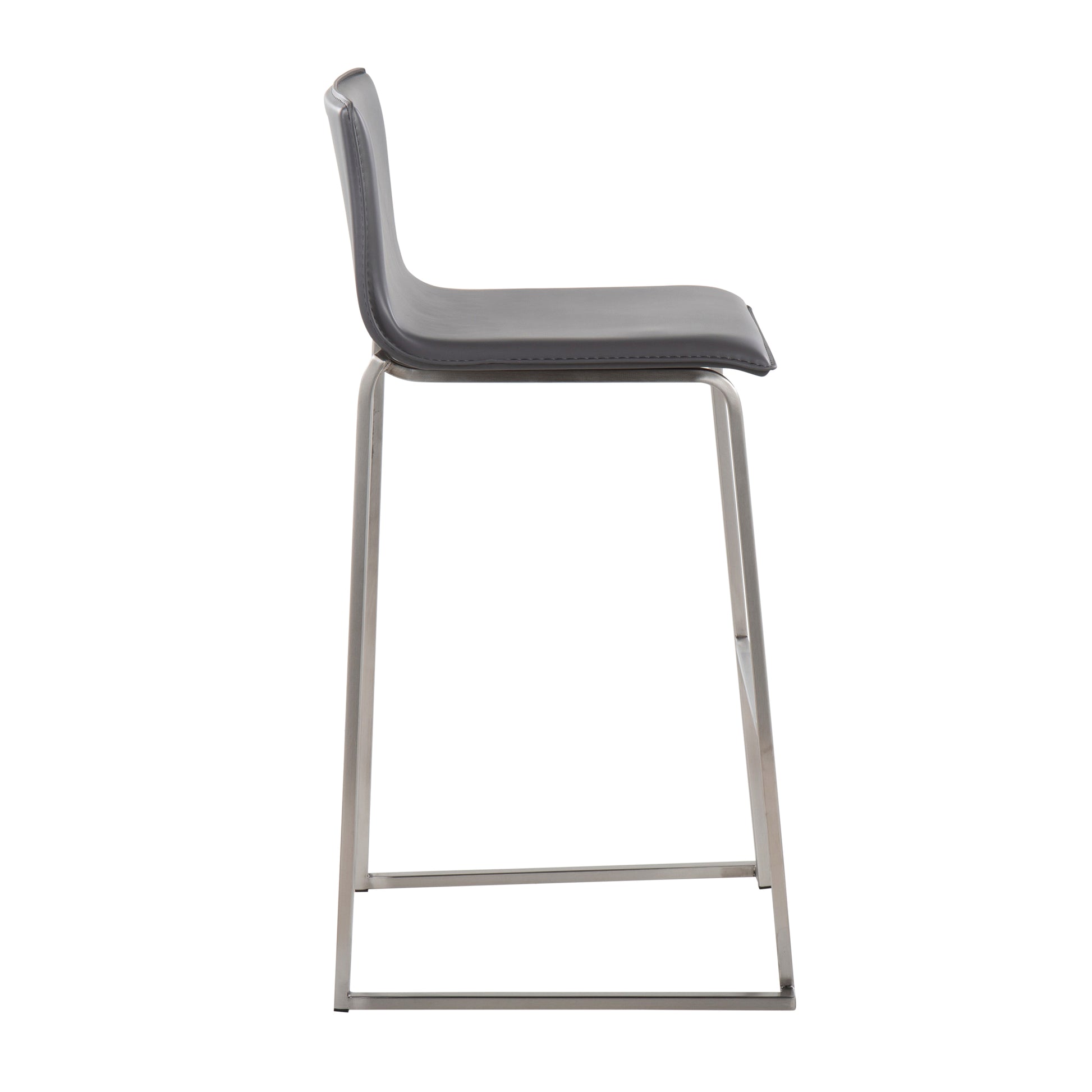 Grey Faux Leather Barstool Set of 2 - Kitchen Dining Room