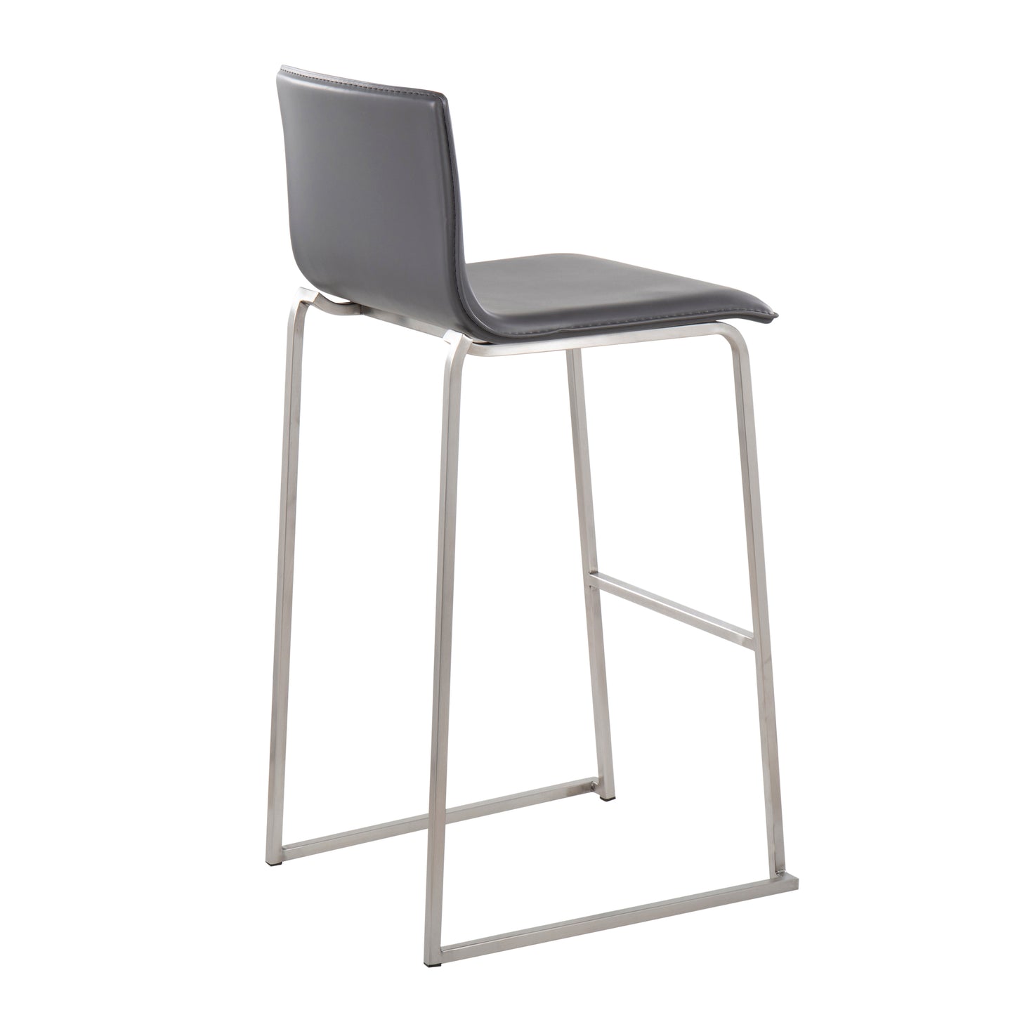 Grey Faux Leather Barstool Set of 2 - Kitchen Dining Room