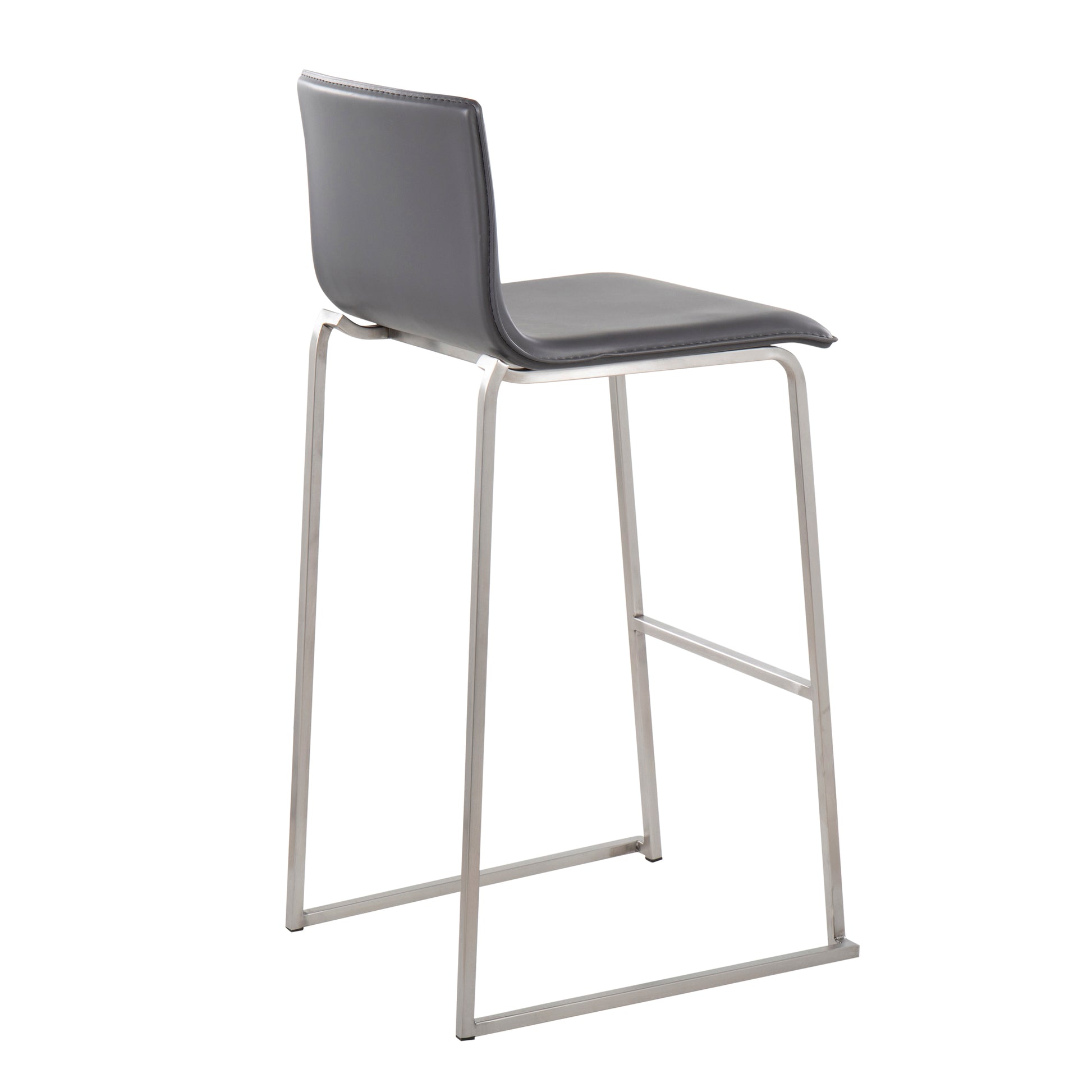 Grey Faux Leather Barstool Set of 2 - Kitchen Dining Room